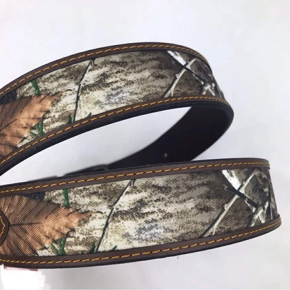 Realtree Brown Leather Camo Print Sportsman Belt NEW
